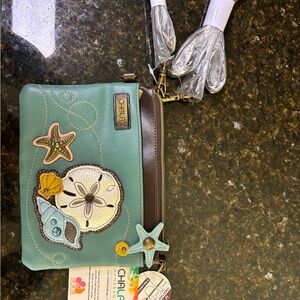 Chala Teal Sea Life Wristlet with Starfish Appliqué